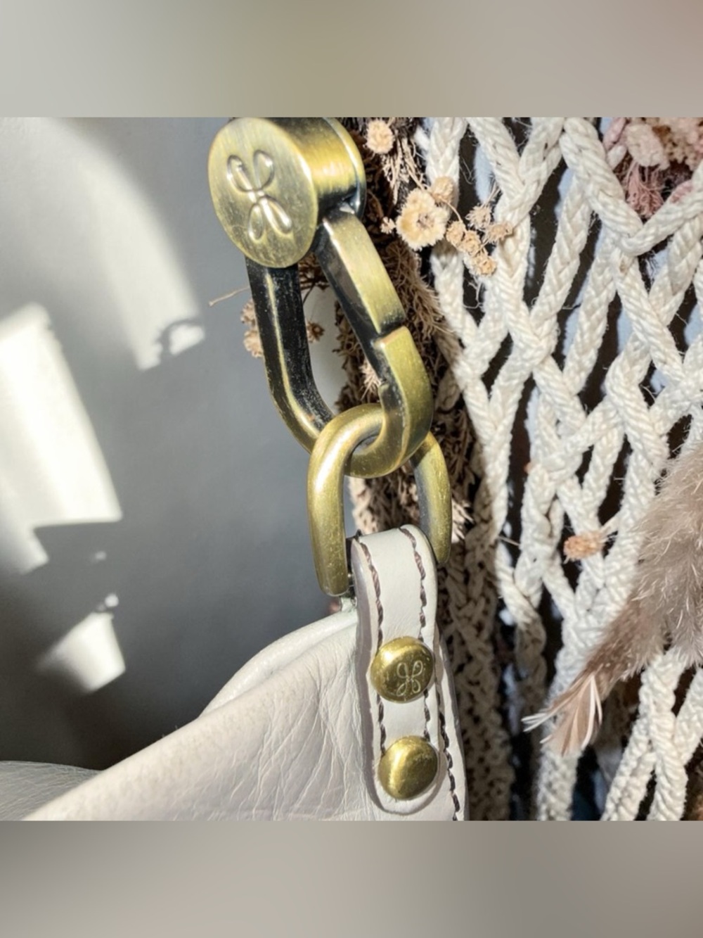 ✨ Hobo International Leather Shoulder Bag Beige Slouchy Crossbody Boho Purse - Picture 7 of 10